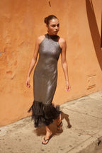 FLORENCIA FRINGED DRESS NEGRO