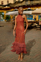 FLORENCIA FRINGED DRESS TERRACOTA
