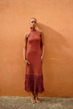 FLORENCIA FRINGED DRESS TERRACOTA