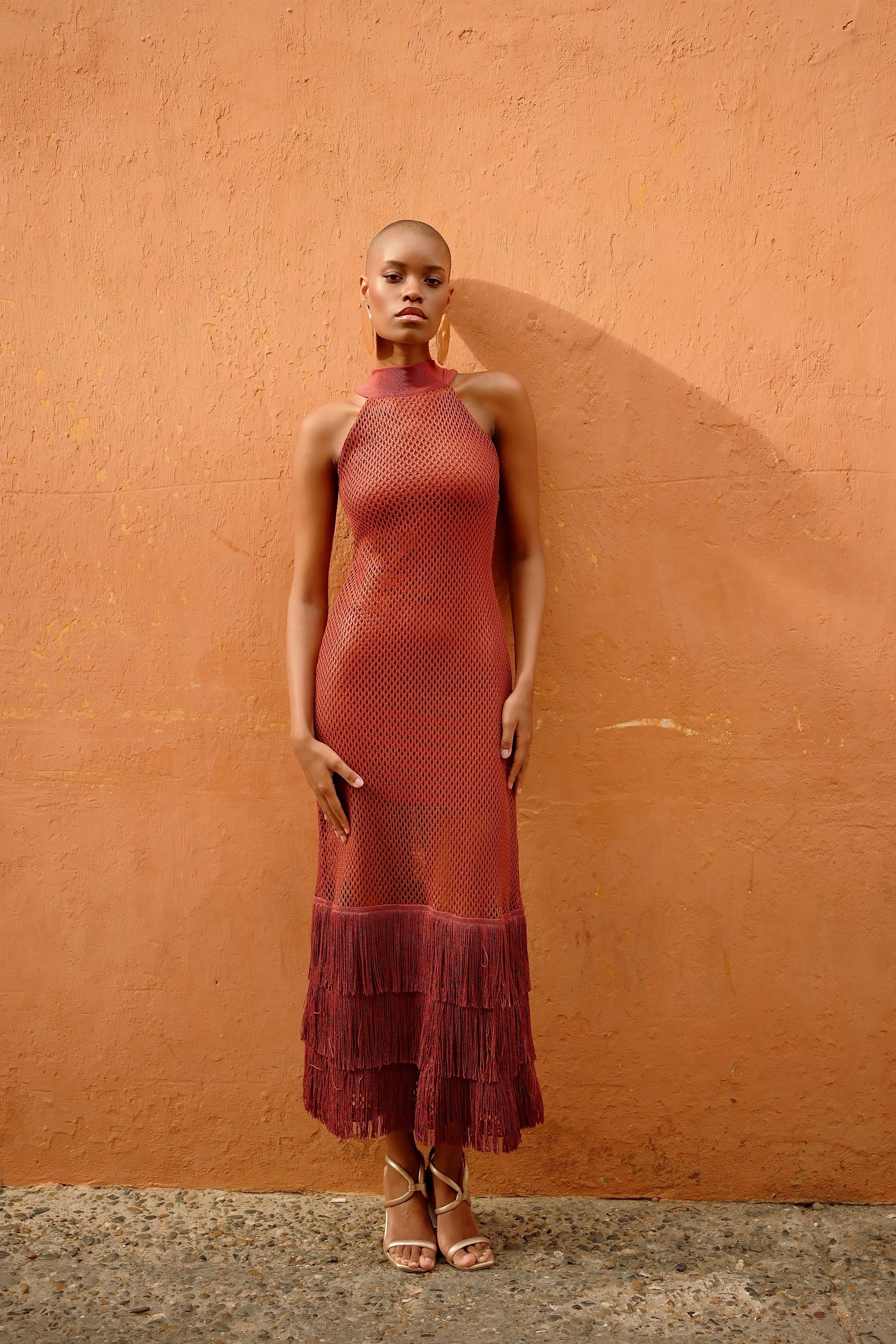 FLORENCIA FRINGED DRESS TERRACOTA