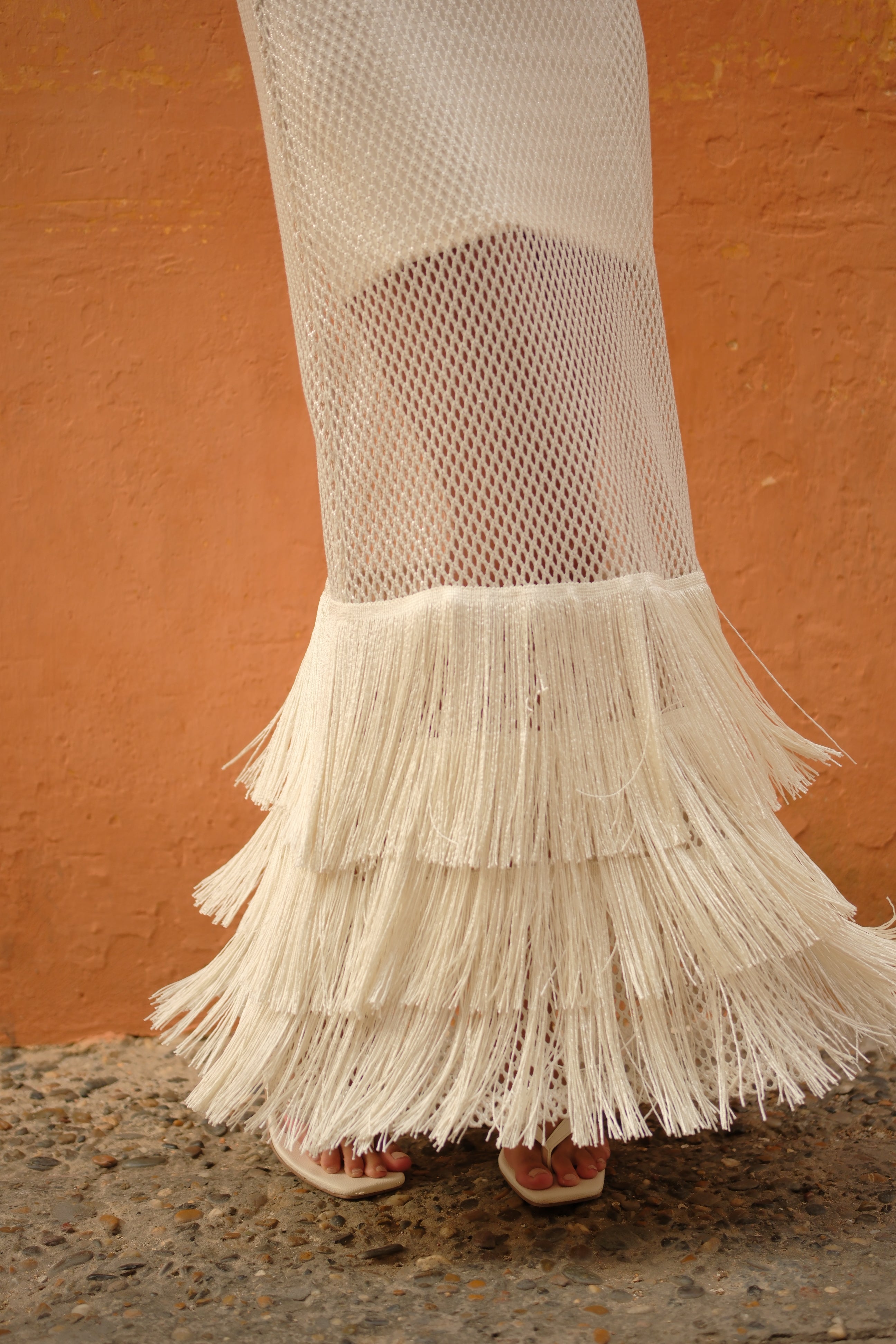FLORENCIA FRINGED DRESS MARFIL