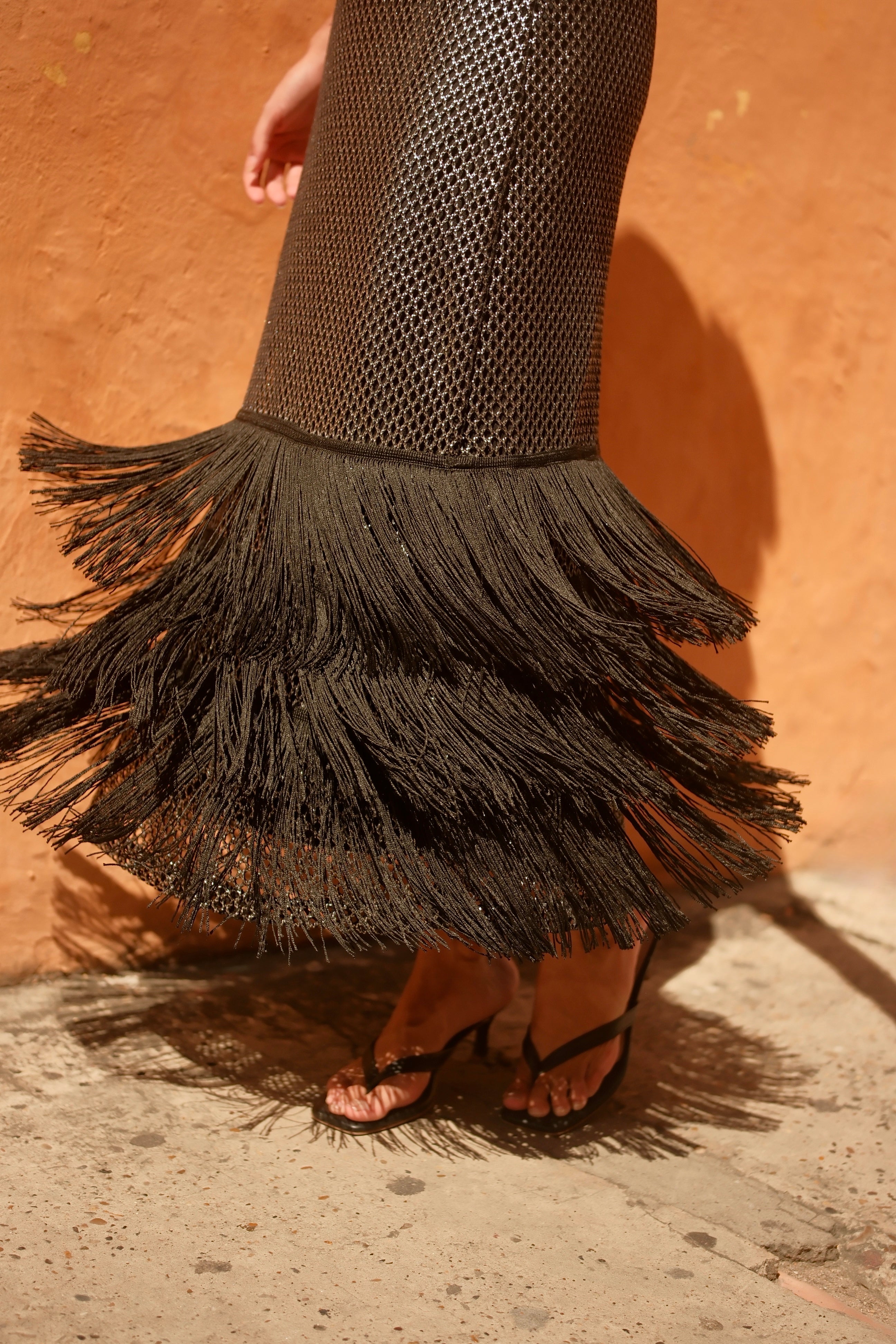 FLORENCIA FRINGED DRESS NEGRO