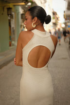 FLORENCIA FRINGED DRESS MARFIL